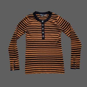 Karl Lagerfeld Paris Striped Henley Sweater M